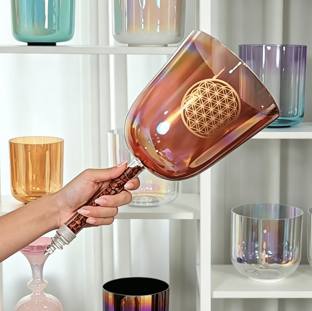 dreamy iridescent pink flower of life crystal singing bowl dreamy iridescent pink flower of life crystal singing bowl