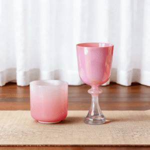 dreamy iridescent pink crystal singing bowl