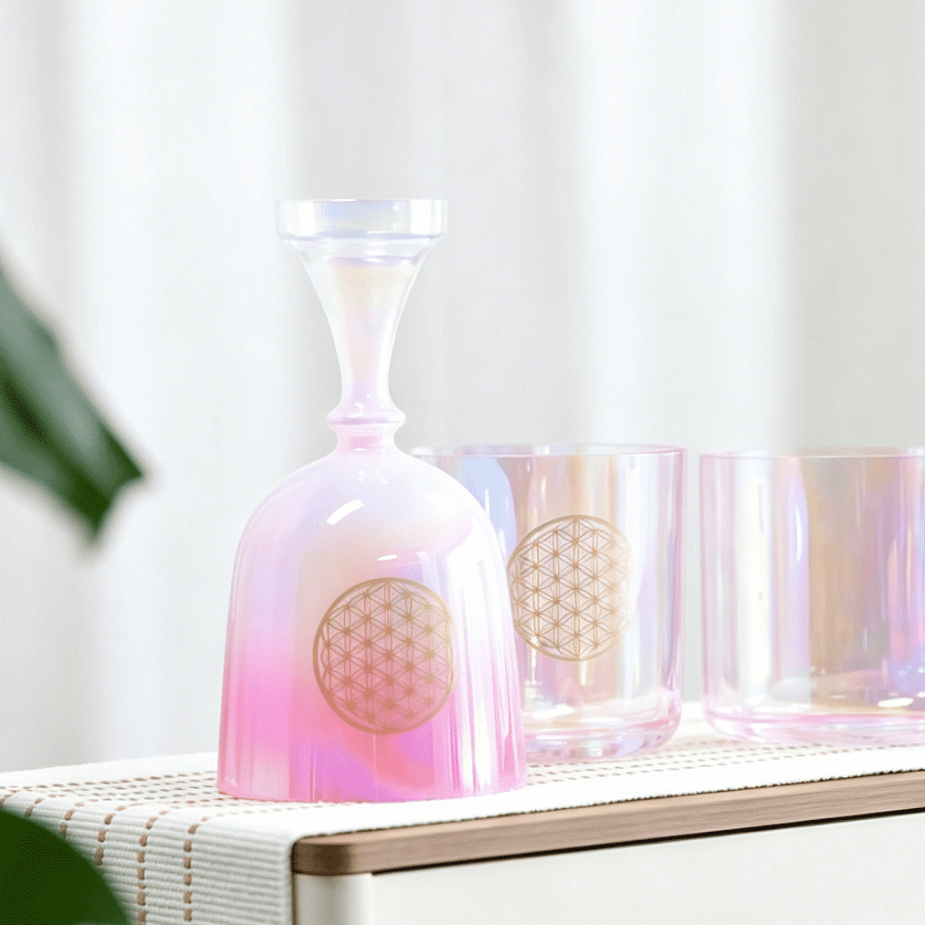 dreamy iridescent pink flower of life crystal singing bowl dreamy iridescent pink flower of life crystal singing bowl