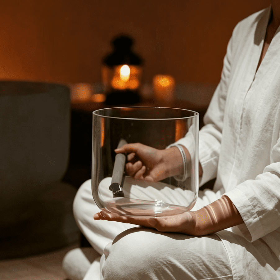clear crystal singing bowl