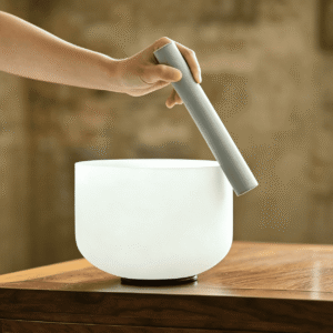 frosted white crystal singing bowls