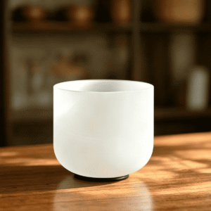 frosted white crystal singing bowls
