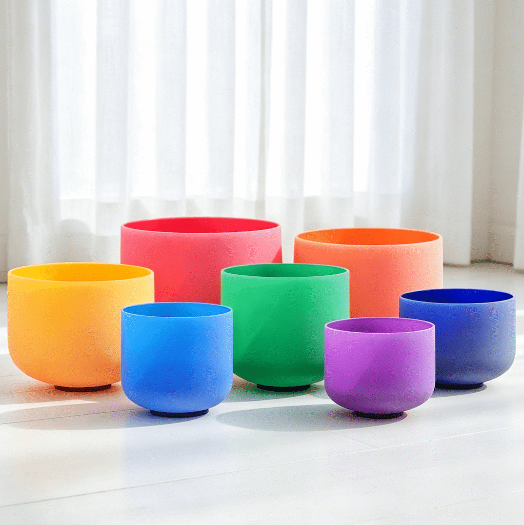 chakra colore frosted crystal singing bowls