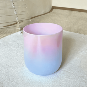 dreamy iridescent pink blue crystal singing bowl