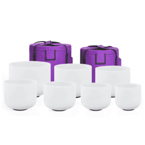 7 pcs frosted white crystal singing bowl set