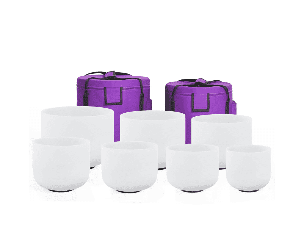 7 pcs frosted white crystal singing bowl set 7 pcs frosted white crystal singing bowl set