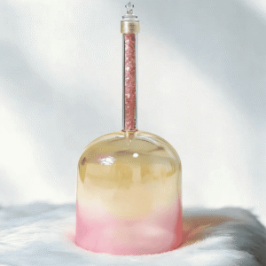 aura glow orange yellow handheld crystal singing bowls filled with crystal chips (复制)