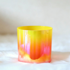 dreamy gradient yellow orange crystal singing bowl