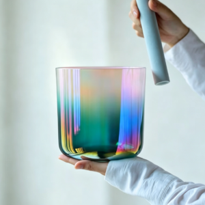 cosmic light aura iridescent crystal singing bowls